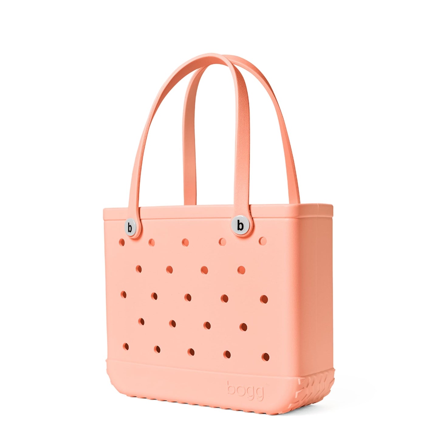 BOGG BAG - Medium Tote - Peachy Beachy, White Buttons - 15in L x 5in W x 12.5in H - Beach, Pool, Boat, Work, Sports - All Purpose EVA - Lightweight, Washable, Durable