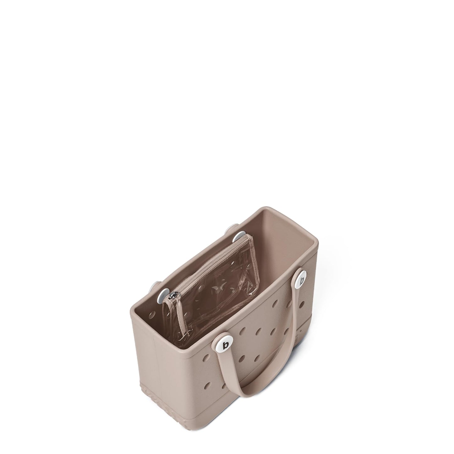 BOGG BAG - Bitty, Small Tote - Mushroom, White Buttons - 11in L x 4.5in W x 8.5in H - Beach, Pool, Boat, Work, Sports - All Purpose EVA - Lightweight, Washable, Durable