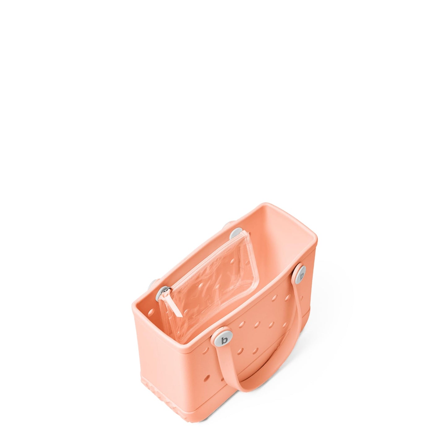 BOGG BAG - Bitty, Small Tote - Peachy Beachy, White Buttons - 11in L x 4.5in W x 8.5in H - Beach, Pool, Boat, Work, Sports - All Purpose EVA - Lightweight, Washable, Durable