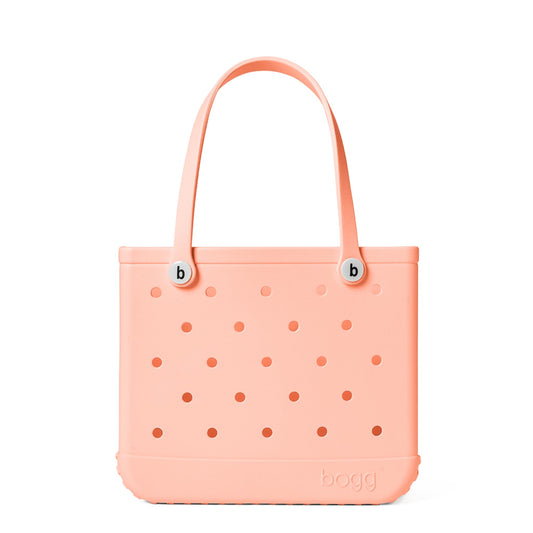 BOGG BAG - Medium Tote - Peachy Beachy, White Buttons - 15in L x 5in W x 12.5in H - Beach, Pool, Boat, Work, Sports - All Purpose EVA - Lightweight, Washable, Durable
