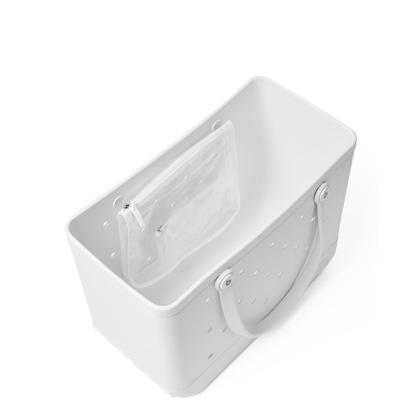 BOGG BAG - Original, Large Tote - For Shore White, White Buttons - 19in L x 9in W x 14in H - Beach, Pool, Boat, Sports - All Purpose EVA - Lightweight, Washable, Durable