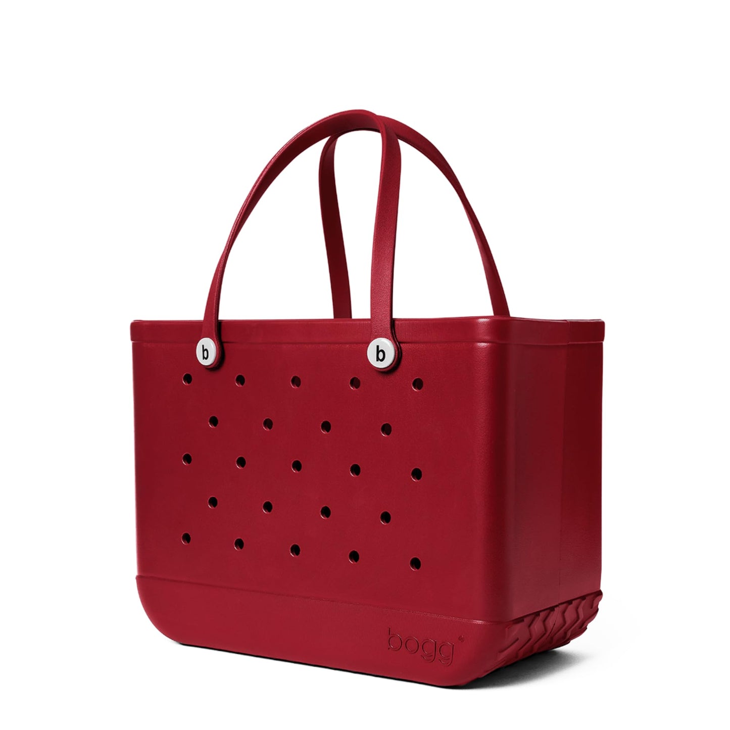 BOGG BAG - Original, Large Tote - Burgundy Baller, White Buttons - 19in L x 9in W x 14in H - Beach, Pool, Boat, Sports - All Purpose EVA - Lightweight, Washable, Durable