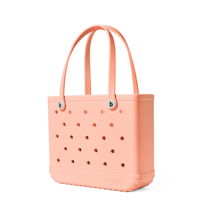 BOGG BAG - Medium Tote - Peachy Beachy, White Buttons - 15in L x 5in W x 12.5in H - Beach, Pool, Boat, Work, Sports - All Purpose EVA - Lightweight, Washable, Durable