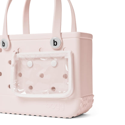 BOGG BAG - Bitty, Small Tote - Petal Pink, White Buttons - 11in L x 4.5in W x 8.5in H - Beach, Pool, Boat, Work, Sports - All Purpose EVA - Lightweight, Washable, Durable