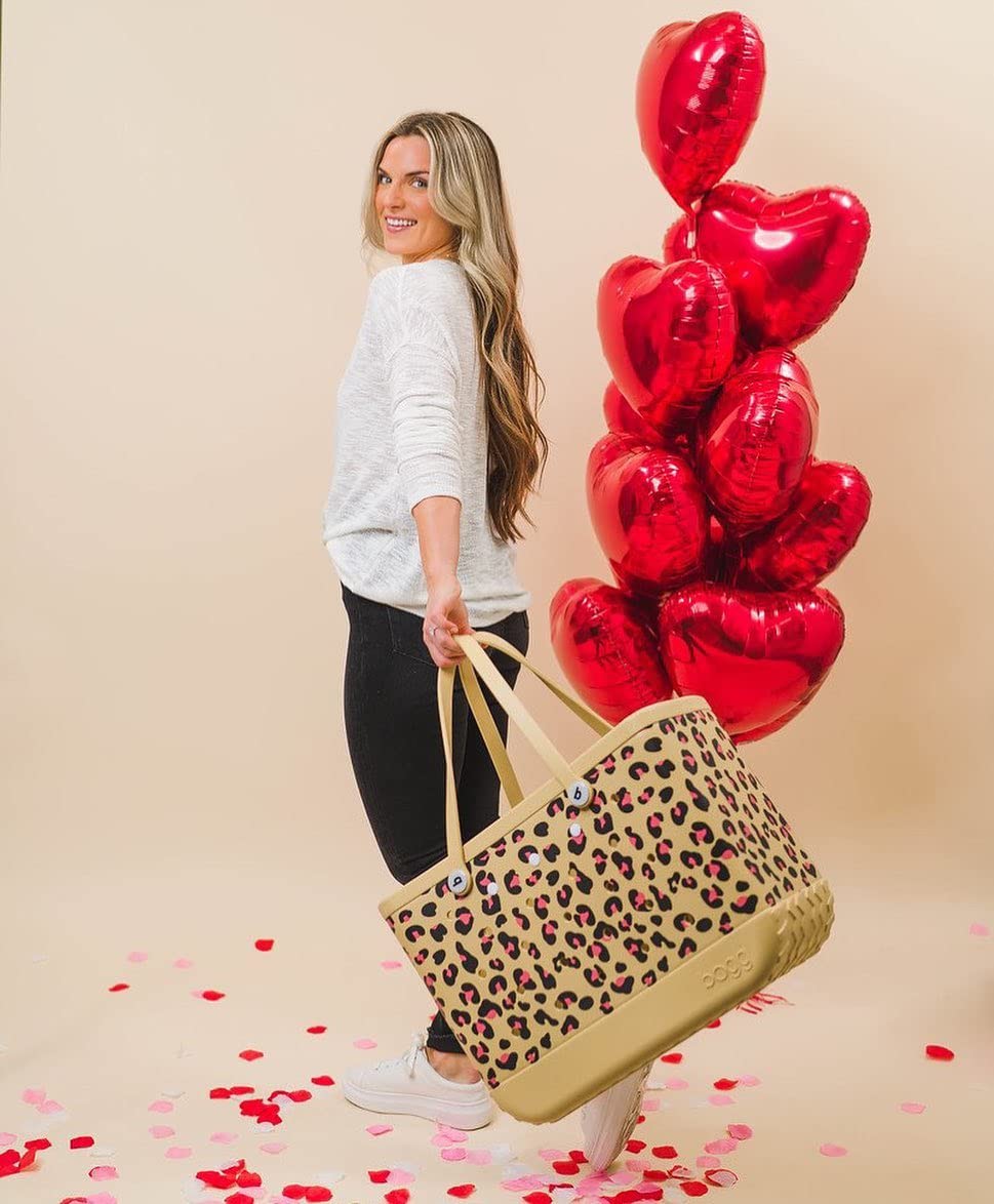 BOGG BAG - Original, Extra Large Tote Bag - Wild Child Pink Leopard - 19in L x 9in W x 14in H - Lightweight, Washable, Durable - All Purpose EVA - for Beach, Pool, Boat, Work, Sports