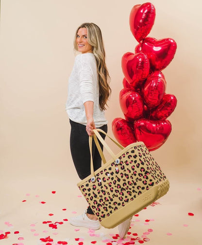 BOGG BAG - Original, Extra Large Tote Bag - Wild Child Pink Leopard - 19in L x 9in W x 14in H - Lightweight, Washable, Durable - All Purpose EVA - for Beach, Pool, Boat, Work, Sports