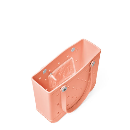 BOGG BAG - Medium Tote - Peachy Beachy, White Buttons - 15in L x 5in W x 12.5in H - Beach, Pool, Boat, Work, Sports - All Purpose EVA - Lightweight, Washable, Durable