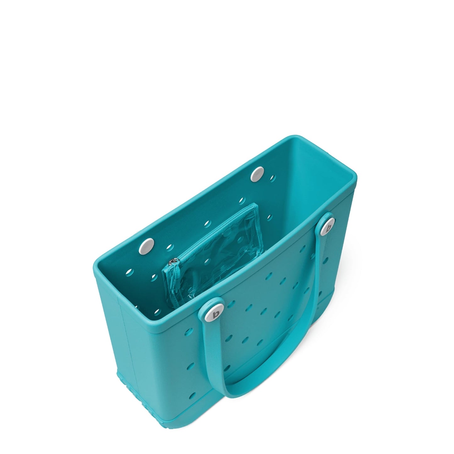 BOGG BAG - Medium Tote Bag - Turquoise and Caicos, White Buttons - 15in L x 5in W x 12.5in H - Lightweight, Washable, Durable - All Purpose EVA - for Beach, Pool, Boat, Work, Sports