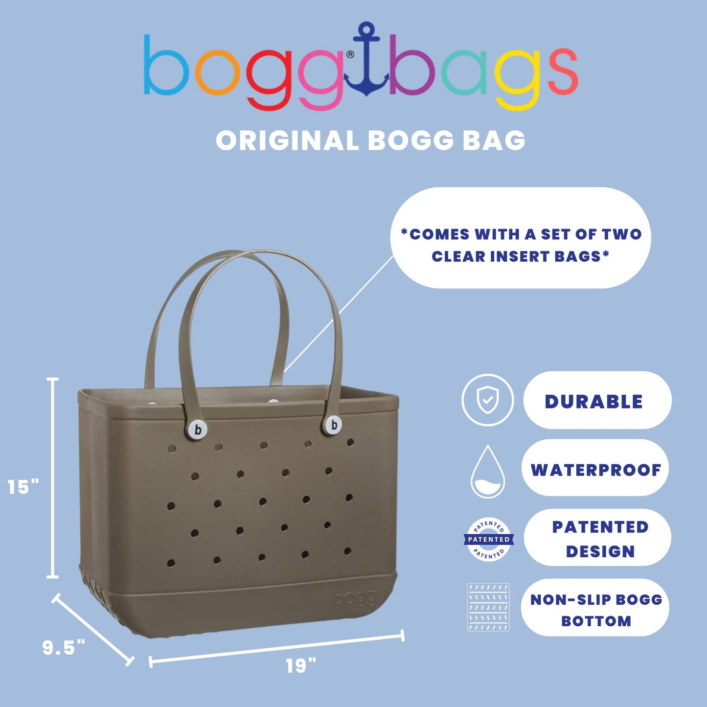 BOGG BAG - Original, Extra Large Tote Bag - I Olive You - 19in L x 9in W x 14in H - Lightweight, Washable, Durable - All Purpose EVA - for Beach, Pool, Boat, Work, Sports