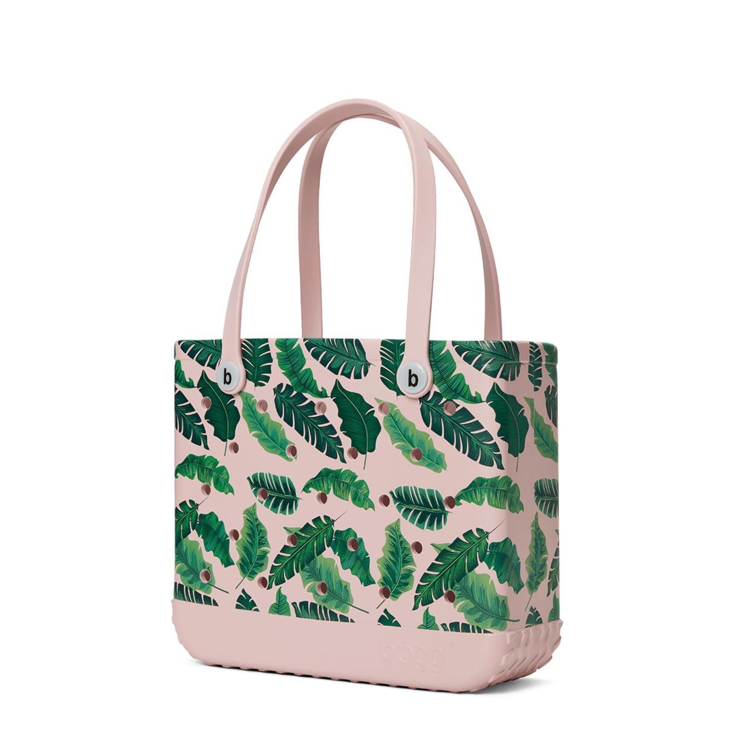 BOGG BAG - Medium Tote - Palmtastic, White Buttons - 15in L x 5in W x 12.5in H - Beach, Pool, Boat, Work, Sports - All Purpose EVA - Lightweight, Washable, Durable
