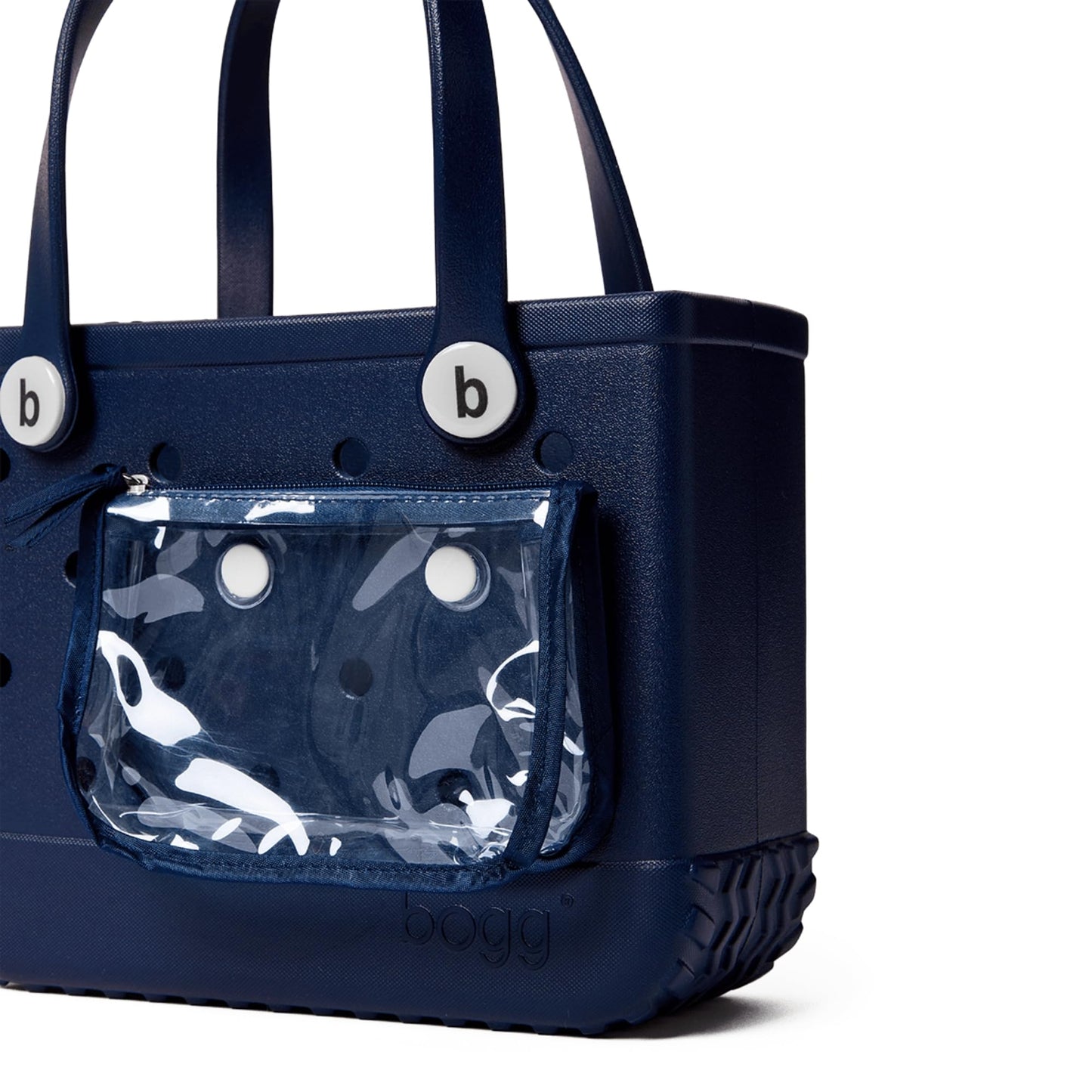 BOGG BAG - Bitty, Small Tote - You Navy Me Crazy, White Buttons - 11in L x 4.5in W x 8.5in H - Beach, Pool, Boat, Work, Sports - All Purpose EVA - Lightweight, Washable, Durable
