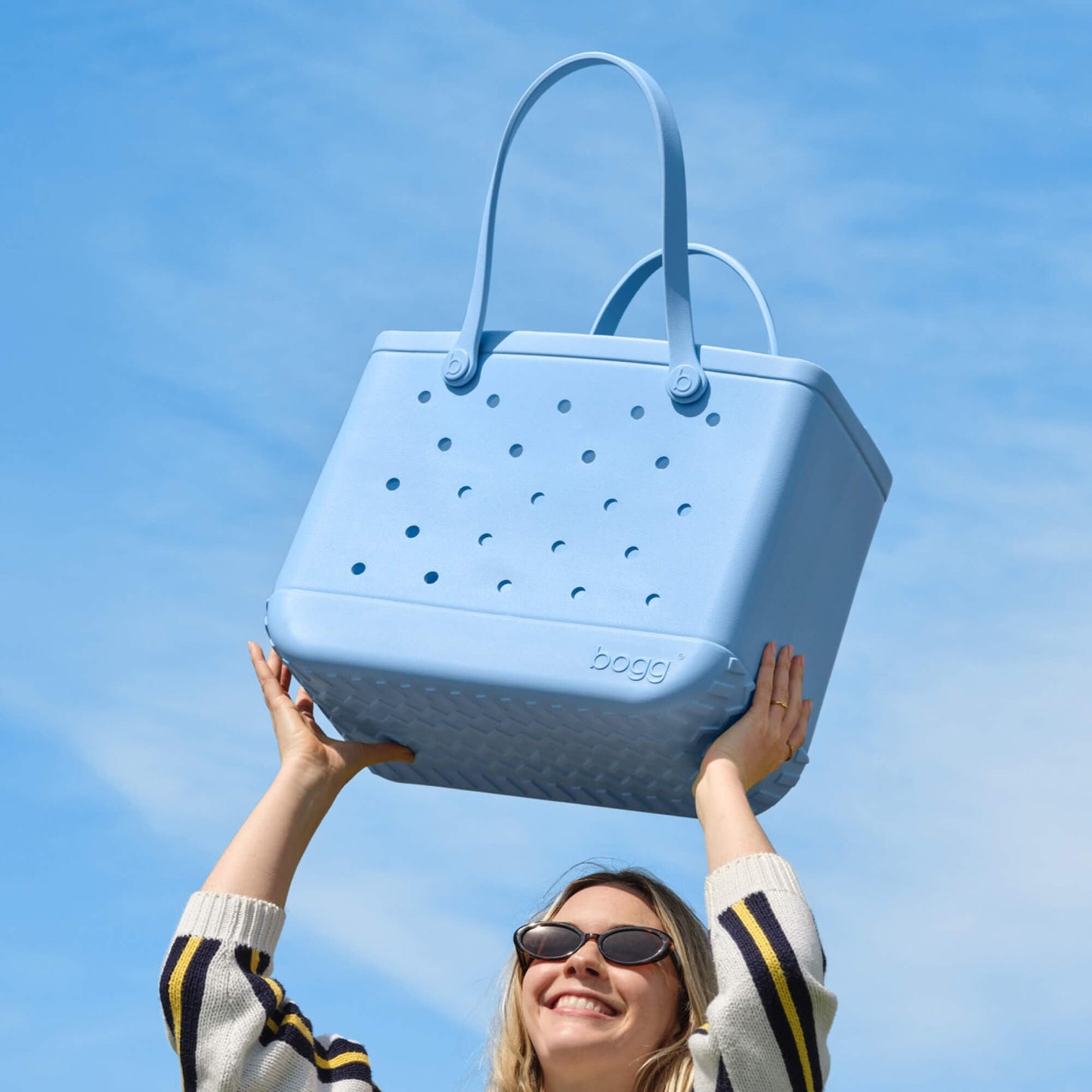 BOGG BAG - Original, Large Tote Bag - On the Hunter for a Green, White Buttons - 19in L x 9in W x 14in H - Lightweight, Washable, Durable - All Purpose EVA