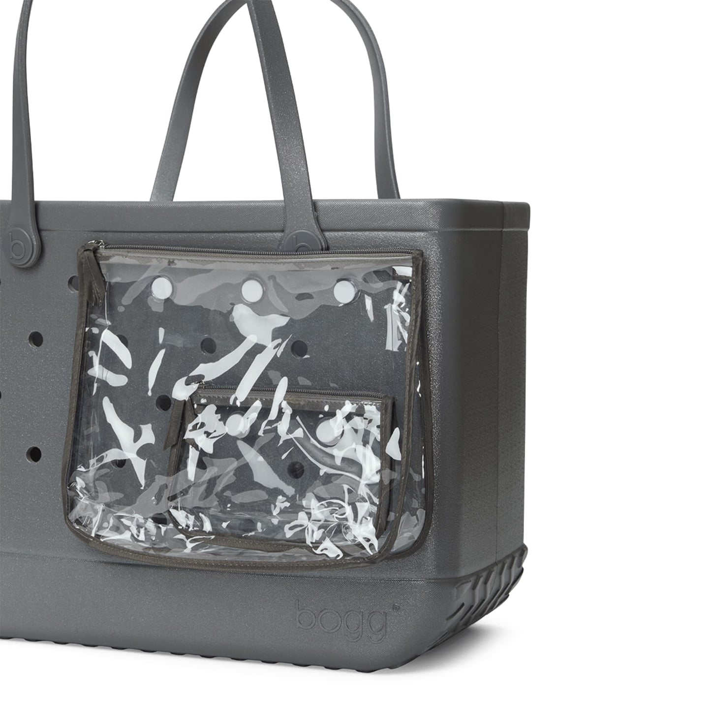 BOGG BAG - Original, Large Tote - Silver Shimmer - 19in L x 9in W x 14in H - Beach, Pool, Boat, Sports - All Purpose EVA - Lightweight, Washable, Durable