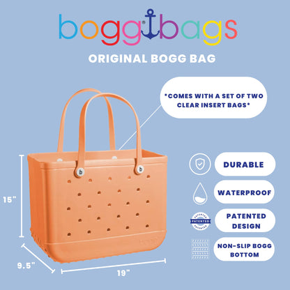 BOGG BAG - Original, Extra Large Tote Bag - Creamsicle Dreamsicle - 19in L x 9in W x 14in H - Lightweight, Washable, Durable - All Purpose EVA - for Beach, Pool, Boat, Work, Sports