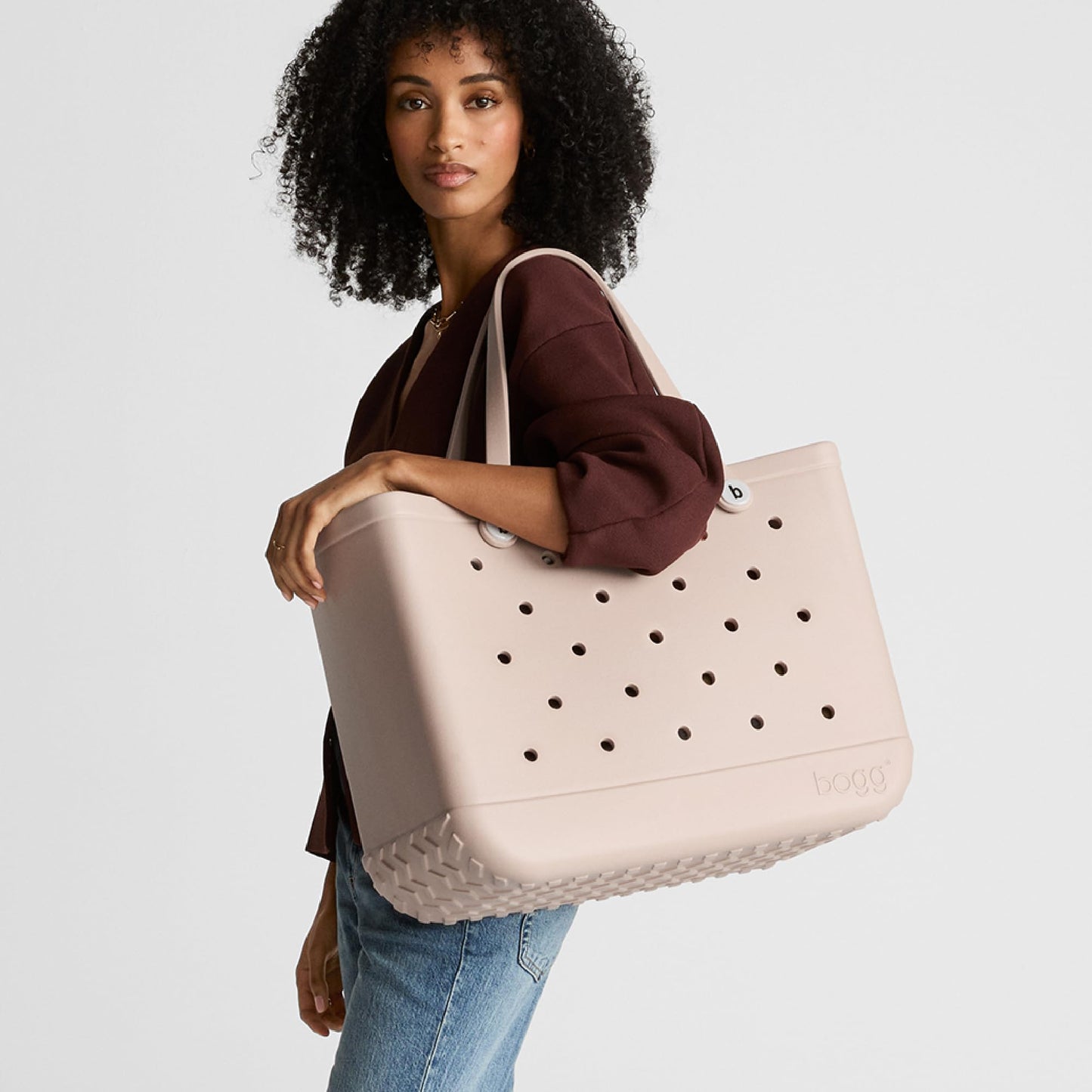 BOGG BAG - Original, Large Tote Bag - On the Hunter for a Green, White Buttons - 19in L x 9in W x 14in H - Lightweight, Washable, Durable - All Purpose EVA