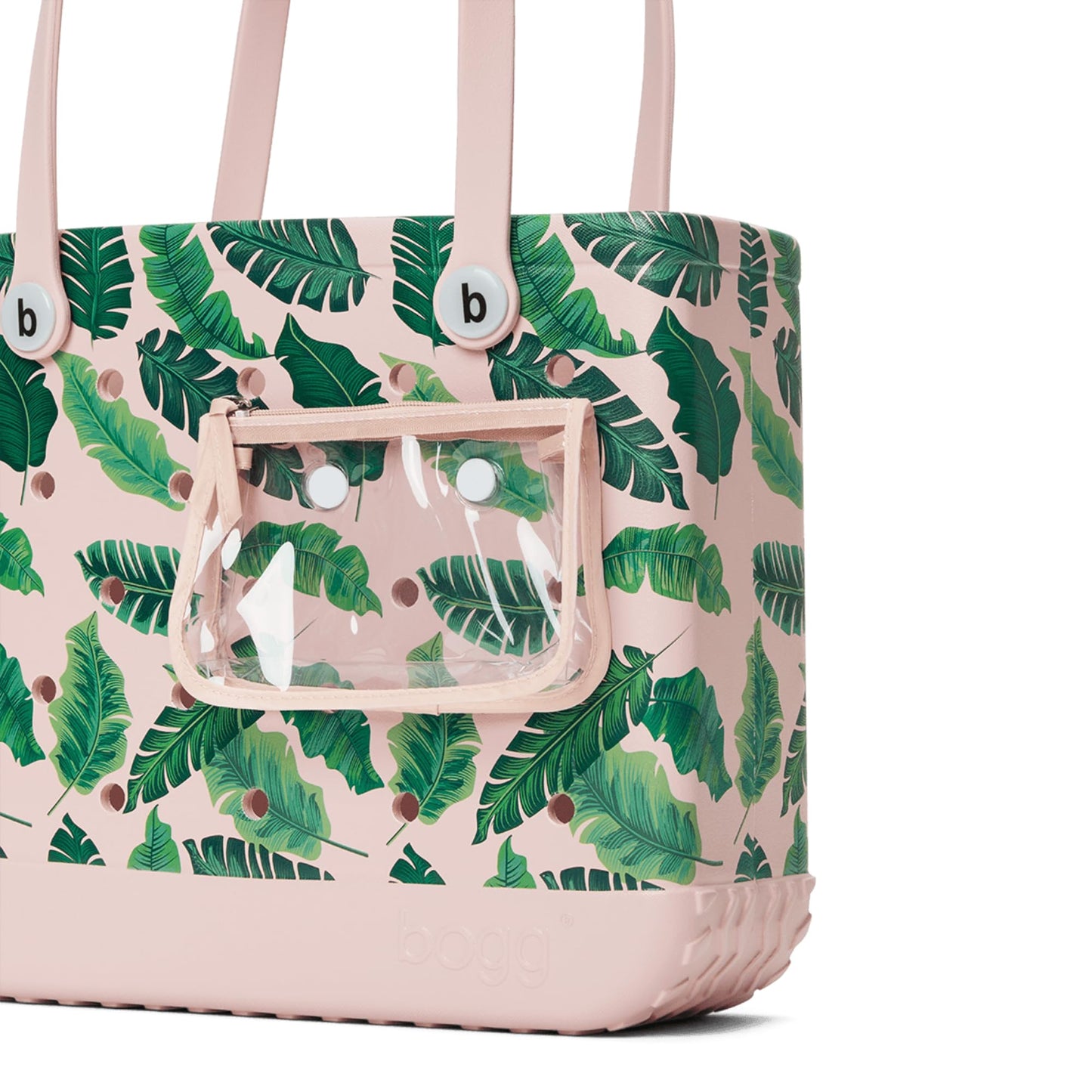 BOGG BAG - Medium Tote - Palmtastic, White Buttons - 15in L x 5in W x 12.5in H - Beach, Pool, Boat, Work, Sports - All Purpose EVA - Lightweight, Washable, Durable